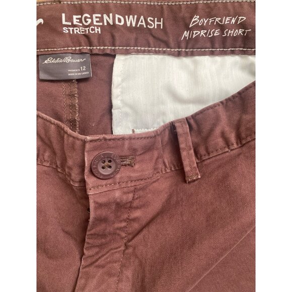 Eddie Bauer Women’s Brown Boyfriend Mid-rise Shorts Size 12 Legend Wash Stretch - Picture 3 of 4